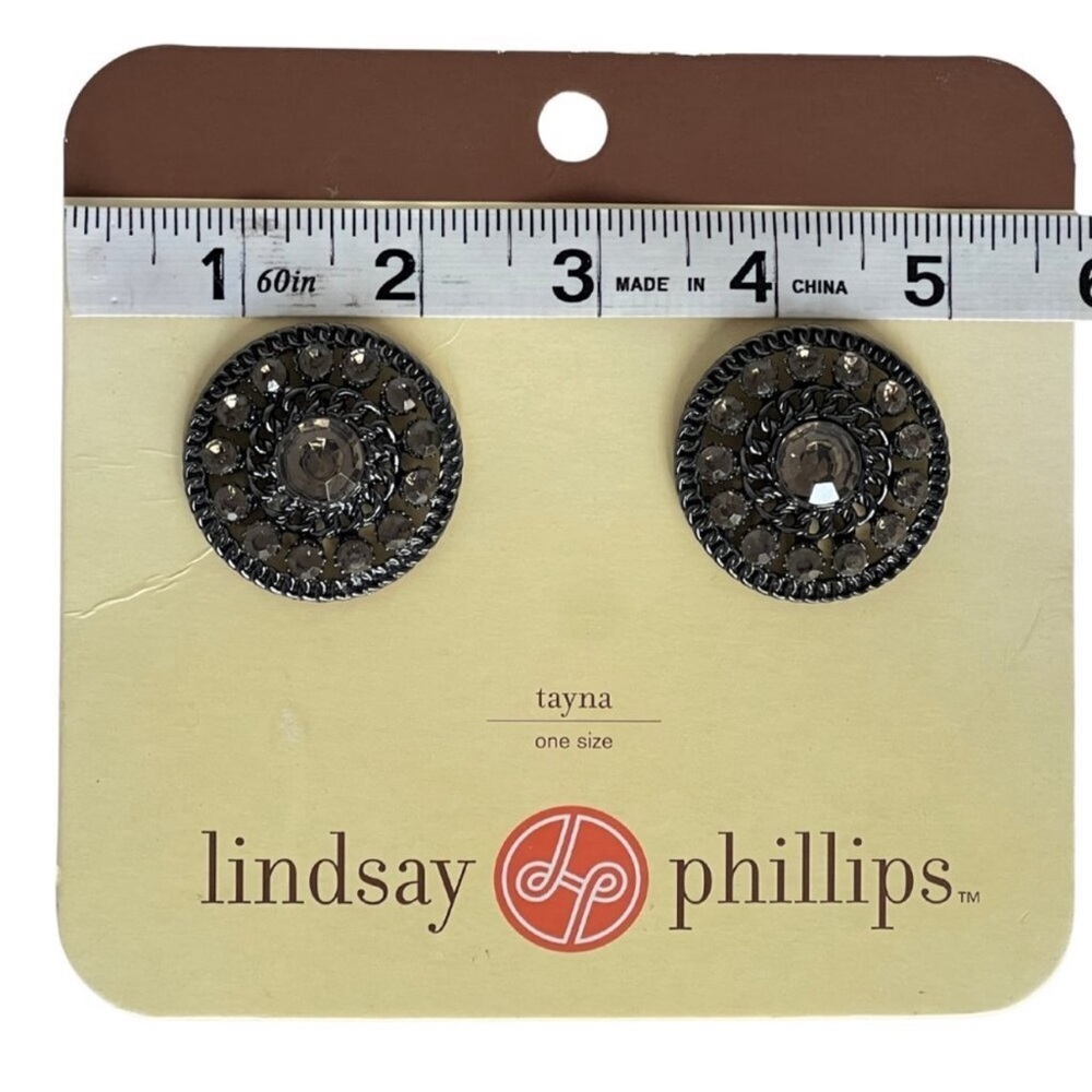 Lindsay Phillips Mikayla Retro Brass Button Shoe Charm w/ Rhinestones & Pearls